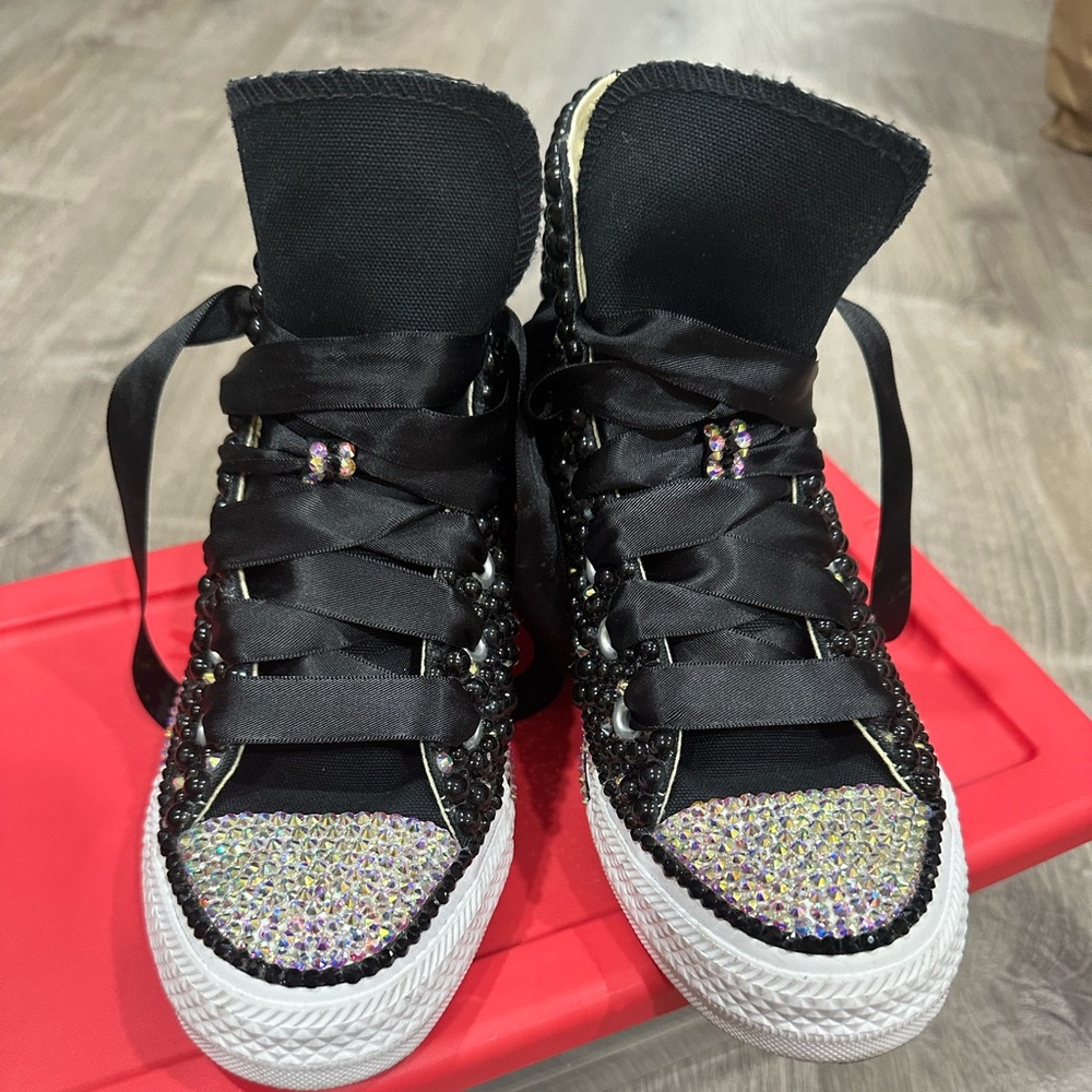 Custom bling converse woman’s 6/mens 4.